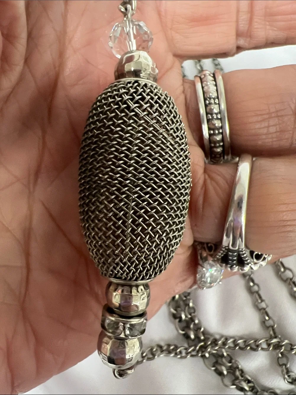 Silver Multi-Strand Beaded Long Necklace - Women Jewelry